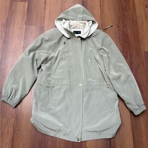 Braetan Jacket Green Windbreaker Full Zip Removable Hood Rain Coat Womens Medium
